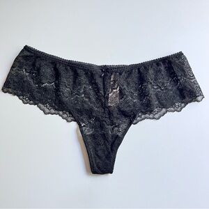 Victoria’s Secret Dream Angels Wide Side Lace Thong Black NWT L